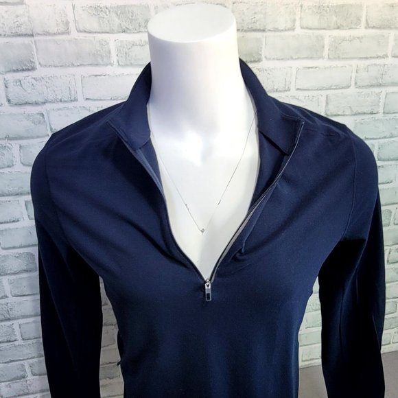 Lululemon Mens M Navy Blue Metal Vent Tech Fitted 1/2 Zip Long Sleeve Shirt - Picture 8 of 11